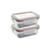 Kit 2 Pote de Vidro Hermético Canelado 640ml Marmita Fitness Freezer Microondas Vermelho
