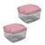 Kit 2 Pote Porta Mantimentos Hermético Resistente 1300ml Marmita Fitness Freezer Microondas Rosa