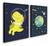 Kit 2 Quadros Universo Planeta Dinossauro Astronauta 33x24cm Personalizado