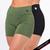 KIT 2 Short Fitness Poliamida Cintura Alta Sem Transparência Academia Básico Feminino Preto, Verde militar