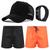 Kit 2 Short Masculino Tactel Piscina Praia Academia Corrida + Boné + Relógio Preto, Laranja