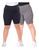 Kit 2 shorts academia plus size feminino Preto, Cinza