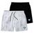 Kit 2 Shorts Masculinos Tactel Estampado Com Bolsos Moda Praia Preto branco cristal