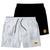 Kit 2 Shorts Masculinos Tactel Estampado Com Bolsos Moda Praia Branco preto emoji