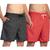 Kit 2 Shorts Moletom Masculino Efect Bermuda Tecido Macio Ajustável no Cordão Confortável Preto, Vermelho