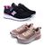 Kit 2 Tênis Caminhada Feminino Amortecimento Conforto Casual Preto, Rosa