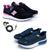 Kit 2 Tênis Feminino Esporte Corrida + Fone de Ouvido Fio Preto, Azul