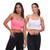 Kit 2 Top Cropped Alcinha Canelado Mulher Lisa Blusa Blusinha Básica Treino Academia Rosa, Branco