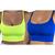 Kit 2 Top Fitness Duplo Cropped Com Entrada para Bojo Alça Fina Suplex Academia Treino Amarelo neon, Azul