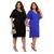 kit 2 Vestidos Moda Feminina G GG EXG G1 Atacado Tendência Verão Plus Size Social Fresquinho 2024 Preto, Azulbic