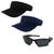 Kit 2 Viseira Lisa E 1 Oculos De Sol Esportivo P Caminhada Preto, Azul escuro