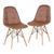 KIT - 2 x cadeiras estofadas Eames Eiffel Botonê - Base de madeira clara Marrom