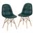 KIT - 2 x cadeiras estofadas Eames Eiffel Botonê - Base de madeira clara Verde escuro