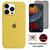 Kit 2em1 Compatível Com iPhone 14 Pro Max - Capa Case Aveludada + Película 3D Full Cover Anti-Espião Amarelo