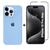 Kit 2em1 Linha Premium Para iPhone 15 Pro Max - Capa Case Aveludada + Pelicula Vidro 3D Full Cover Azul-bebê