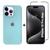 Kit 2em1 Linha Premium Para iPhone 15 Pro Max - Capa Case Aveludada + Pelicula Vidro 3D Full Cover Azul-tiffany