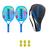 Kit 2x raquete de beach tennis ianoni 100% carbono + bolsa e bolinhas Azul