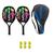Kit 2x raquete de beach tennis ianoni 100% carbono + bolsa e bolinhas Preto