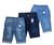 kit 3 bermudas jeans masculina infantil meninos com lycra Tam 10 12 14 e 16 anos Azul