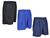 Kit 3 bermudas masculina esportiva academia futebol P ao G3 Plus Size Preto, Royal, Marinho