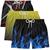 Kit 3 Bermudas Masculina Estilosa Estampada Surf Verão Treino Casual Esportiva Confortavel Tricolor, Preto amarelo, Fiblu