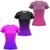 Kit 3 Blusa Fitness Feminina Roupa de academia Caminhada Treino Musculação Funcional Joy, Rosa azul, Preto roxo