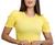 Kit 3 blusas canelada feminino gola rasa manga curta princesa bufante basica Amarelo