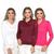 Kit 3 Blusas Feminina Gola V Tricô Macio Sueter Manga Longa Inverno Casual  Branco, Bordô, Pink