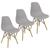 Kit 3 Cadeiras Charles Eames Eiffel Wood Design Cinza