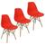 Kit 3 Cadeiras Charles Eames Eiffel Wood Design Vermelho