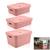Kit 3 Caixa Organizadora Cube Cesto Com Tampa Roupa Closet Armário - Ou Rosa