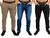 Kit 3 calça jeans masculina slim com lycra caqui em sarja Skinny Caqui, Jeans médio, Preto
