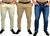 Kit 3 calça jeans masculina slim com lycra caqui em sarja Skinny Bege claro, Bege, Jeans escuro
