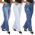 Kit 3 Calça Jeans Wide Leg Moda Feminina Premium Pantalona Media, Escura, Claro