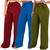 Kit 3 Calça Pantalona Feminina Cintura Alta Tendência Larga 1marsala, 1turquesa, 1militar