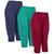 Kit 3 Calças Feminina Corsário Helanca Capri Lisa Senhora Vermelho, Verde água, Azul escuro