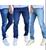 Kit 3 Calças Jeans com Elastano Skinny e Slim Masculina Linha Premium Tradicional Jeans medio, Jeans escuro, Jeans claro