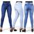 Kit 3 Calças Jeans Feminina Skinny Levanta Bumbum Cintura Alta com Elastano Jeans, Azul