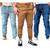 Kit 3 Calças Jeans Masculinas jogger Dia a Dia Varias Cores punho ajustavel Jeans claro rasgado, Caramelo, Jeans