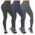 Kit 3 calças legging cintura alta feminina suplex básica moda fitness academia  Águas Claras Preto, Azul marinho, Cinza chumbo