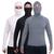Kit 3 Camisa Segunda Pele Proteção Uv Térmica Touca Ninja Preta branca, Cinza