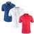 Kit 3 Camisas Masculina Gola Polo Slim 100% Algodão Slim Azul, Branco, Vermelho