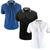 Kit 3 Camisas Masculina Gola Polo Slim 100% Algodão Slim Azul, Preto, Branco