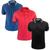 Kit 3 Camisas Masculina Gola Polo Slim 100% Algodão Slim Azul, Vermelho, Preto