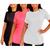 Kit 3 Camiseta Feminina Longline Cobre Bumbum Treino Dryfit Academia Fitness Cross Preto, Branco, Pink