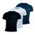 Kit 3 Camiseta Masculina Camisas 100% Algodão Premium Slim Basicas MP Preto, Branco, Azul marinho