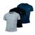 Kit 3 Camiseta Masculina Camisas 100% Algodão Premium Slim Basicas MP Preto, Cinza, Azul marinho