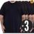 Kit 3 Camiseta Plus Size Preto Gola Redonda Tamanhos G1 / G2 / G3 Preto