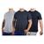 Kit 3 Camisetas Básicas Masculina Algodão Premium Slim Fit Cinza, Grafite, Preto