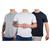 Kit 3 Camisetas Básicas Masculina Algodão Premium Slim Fit Cinza, Branco, Preto